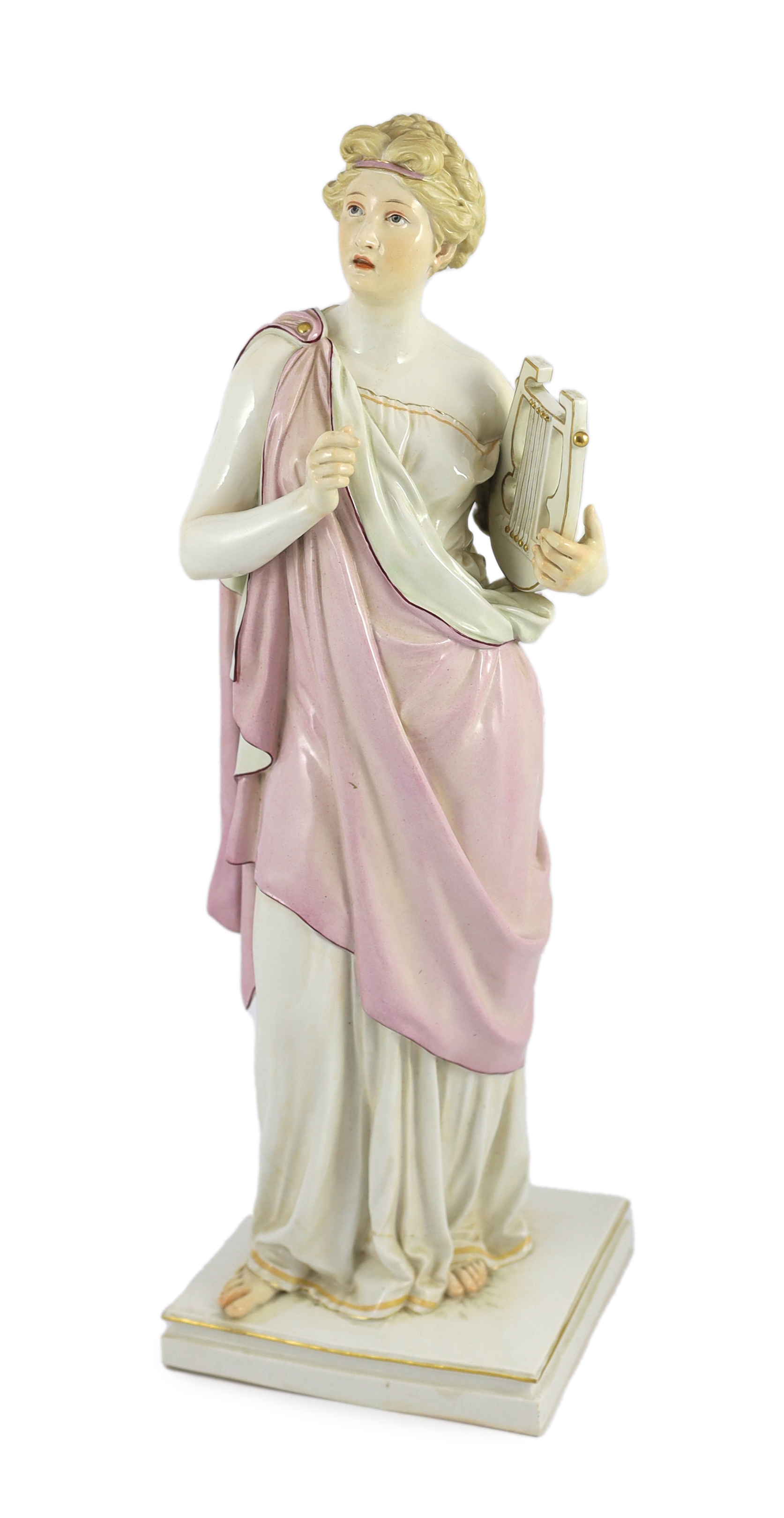 A large scarce Meissen figure of the muse Terpsichore, 19th century